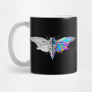 dark cicada insect cryptid monster ecopop in totonac patterns Mug